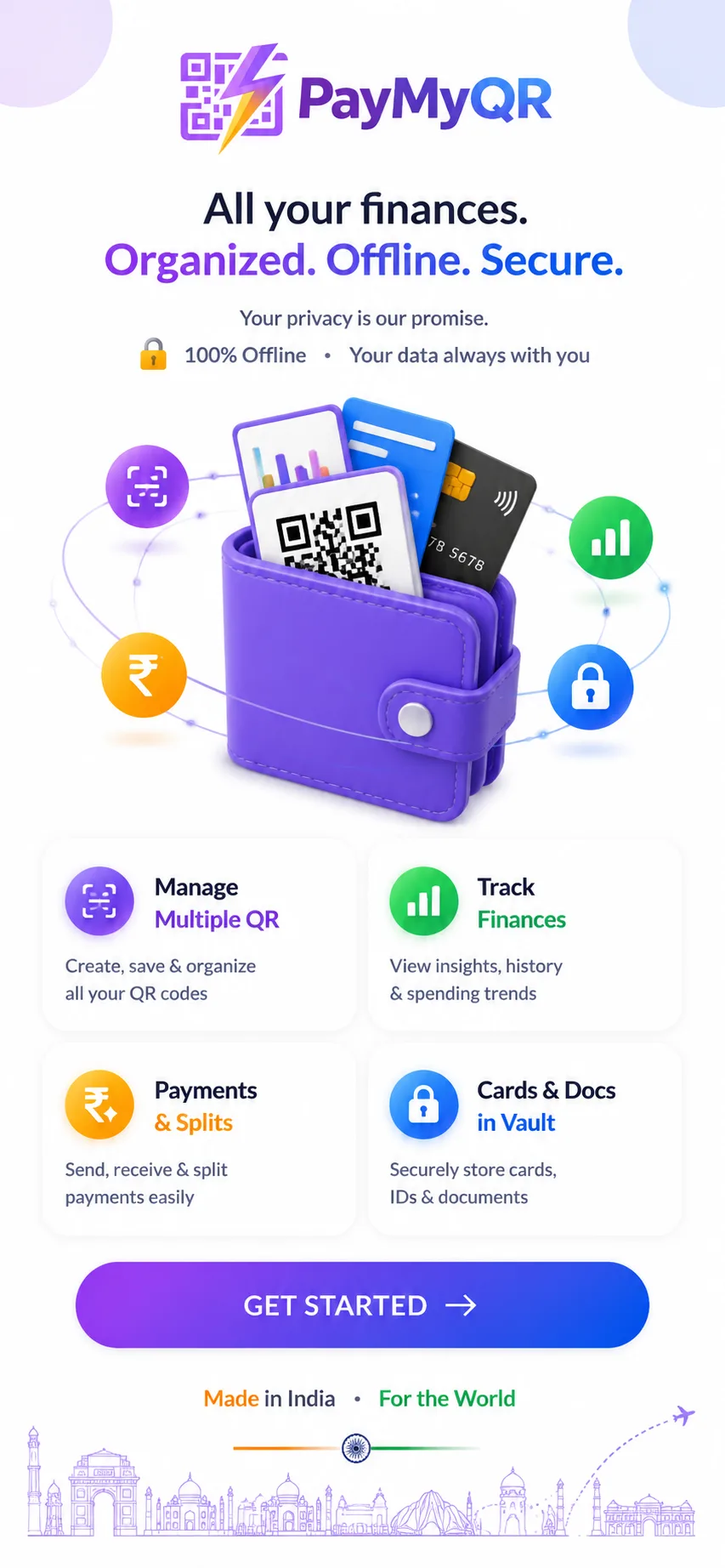 NeedAap app intro screen explaining offline secure Indian payments